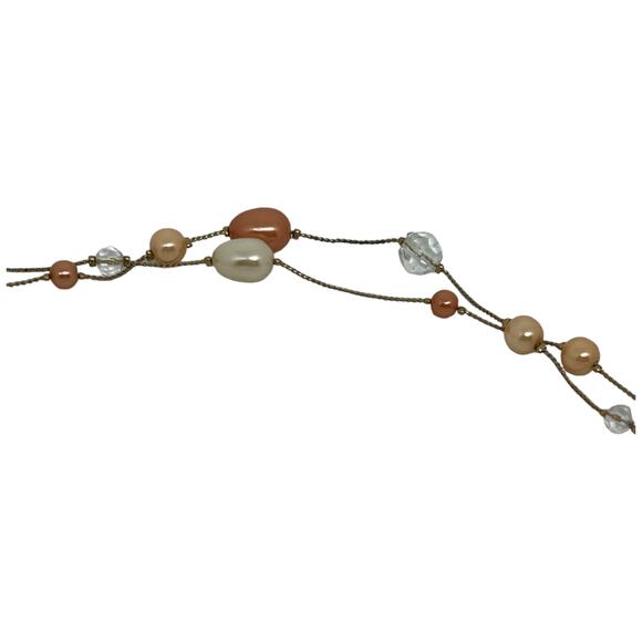 Elegant Peach and Silver Multi-Strand Beaded Necklace - Picture 9 of 13